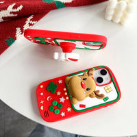 3D Cute Folding Bracket Christmas Elk Deer Santa Claus 
 Soft Case for iPhone 15 14 13 series