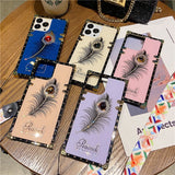 3D Diamond Plume Feather Lanyard Silicone Case For iPhone 14 13 12 series