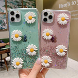 Transparent Bling Soft TPU Silicone 3D Flowers Glitter Case For iPhone 11 Series
