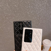 3D Luxury Diamond Lattice Leather Pattern Soft Case For Samsung Galaxy S23 series