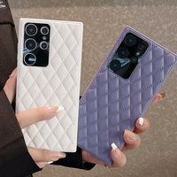 3D Luxury Diamond Lattice Leather Pattern Soft Case For Samsung Galaxy S23 series