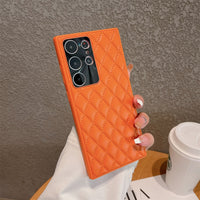 3D Luxury Diamond Lattice Leather Pattern Soft Case For Samsung Galaxy S23 series