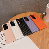 3D Luxury Diamond Lattice Leather Pattern Soft Case For Samsung Galaxy S23 series