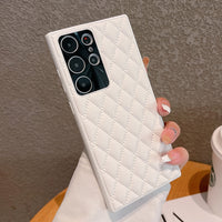 3D Luxury Diamond Lattice Leather Pattern Soft Case For Samsung Galaxy S23 series