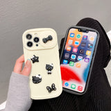 3D Hello Kitty Black Bow Sliding Lens Protection Cases For iPhone 14 13 12 series