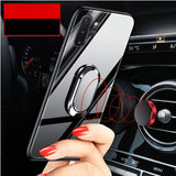 Hard Tempered Glass With Stand Ring Magnet Protect Back Cover Case for Samsung Note 10 Note 10 Plus