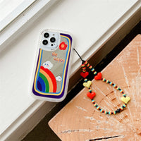 Cute Makeup Mirror Rainbow Flowers Bracelet Phone Case For iPhone 13 12 11 Pro Max