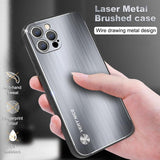 Laser Metal Brushed Shockproof Antidrop Case Lens Protection For iPhone 13 12 11 Pro Max Mini