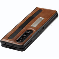S Pen Slot Leather Kickstand Bracket Stand Holder Case For Samsung Galaxy Z Fold 3