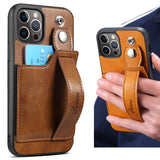 Leather Wallet Case Stand Feature with Wrist Strap for iPhone 13 12 Series