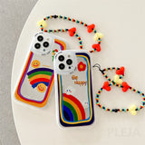 Cute Makeup Mirror Rainbow Flowers Bracelet Phone Case For iPhone 13 12 11 Pro Max