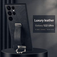 Luxury Leather Metal Ring Case for Samsung Galaxy S22 series