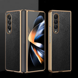 Luxury Plating Leather Shockproof Case With Camera Protection For Samsung Galaxy Z Fold 4 3