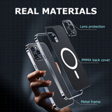 Luxury Plating Aluminum Frame Magnetic Lens Protection Case for iPhone 13 12 Pro Max