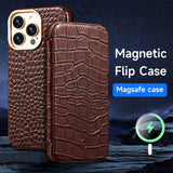 Genuine Leather MagSafe Flip Case For iPhone 14 series