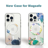 Flower Pattern Clear Magnetic Magsafe Charger Soft Silicone Case for iPhone 13 12 11 Pro Max Mini