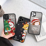 Cute Animal Cartoon Mery Christmas Matte Transparent Case For iPhone 13 12 11 Series