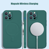 Luxury Wireless Charger Magnetic Liquid Silicone Phone Case for iPhone 12 11 Series