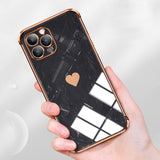 Luxury Electroplating Golden Heart Pattern Case For iPhone 13 12 11 Series