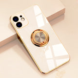 Square Bumper Plating Cover With Ring Holder Soft Silicone Case For iPhone 12 11 Series