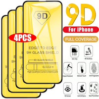 4PCS 9D Screen Protector Tempered Glass for iPhone 14 13 12 series