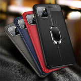 Luxury Leather Texture with Stand Ring Magnet Protect Back Cover Case for Pixel 4 4XL
