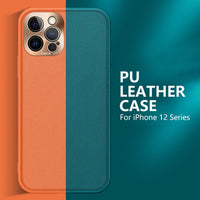 Luxury PU Leather Metal Lens Protector Phone Case For iPhone 12 11 Pro Max