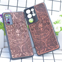 Luxury Carved Rosewood TPU Hard Case for Samsung Galaxy S22 S21 Note 20 Ultra Plus