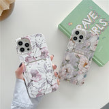 Card Holder Marble Pretty Pattern Phone Case For iPhone 12 11 XS Series