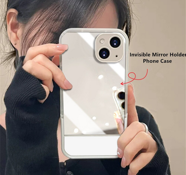 Mirror Folding Stand Holder TPU Soft Case For iPhone 14 13 12 series