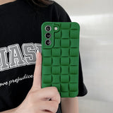 3D Cube Grid Matte Silicone Case For Samsung Galaxy S22 S21 Ultra Plus