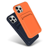 Silicone Case Integrated Card Bag For iPhone 12 11 Pro Max