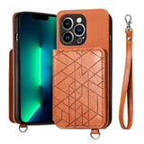 Wallet Card Slot Magnetic Car Holder Case with Lanyard for iPhone 13 12 Pro Max Mini