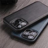 Solid Color PU Leather Camera Protection Case for iPhone 13 12 11 Pro Max