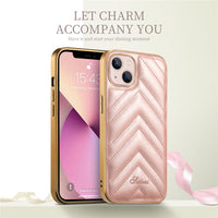 Luxury Leather Plating Bumper Shockproof Case for iPhone 13 Pro Max