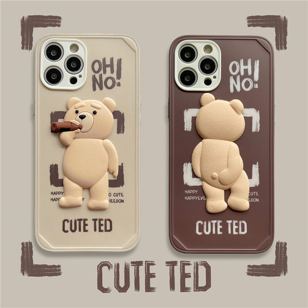 Cute TED Bear Silicone Smart TPU Case For iPhone 12 11 XS Series