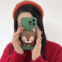 Winter Plush Cartoon Elk Doll Bowknot Soft Silicone Candy Color Case For iPhone 13 12 11 Series