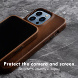 Handmade Retro Oil Wax Genuine Leather Case for iPhone 13 Pro Max Mini
