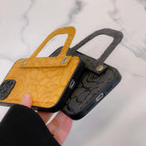 Fashion 3D Embossing Leather Handbag Case for iPhone 13 12 11 Pro Max Mini