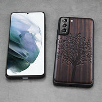 Black Ebony Wood 3D Carved Case For Samsung S21 Ultra Plus