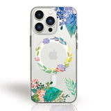 Flower Pattern Clear Magnetic Magsafe Charger Soft Silicone Case for iPhone 13 12 11 Pro Max Mini