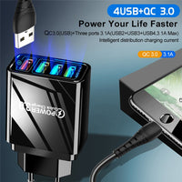3.0 USB 48W Quick Charger For iPhone Samsung Tablet EU US Plug