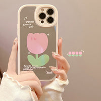 Tulip Flower Soft Mirror Case for iPhone 13 12 11 Pro Max Mini