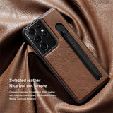 Aoge Leather Case Luxuly Texture With Pen Slot Phone Back Cover For Samsung S21 Ultra