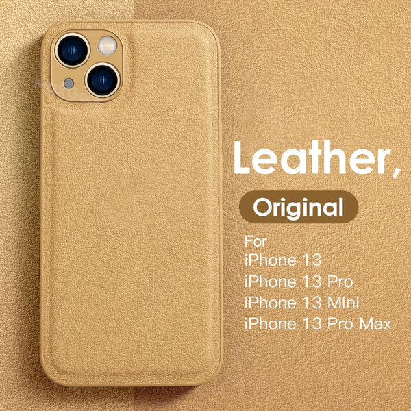 Luxury Business Solid Leather Shockproof Soft Silicone Case for iPhone 13 12 11 Se