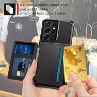 PU Leather Credit Card Holder Flip Wallet for Samsung Galaxy S21 Series