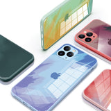 Watercolor Liquid Silicone Lens Protect Tempered Glass Case for iPhone 12 11 Series