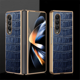 Luxury Plating Leather Shockproof Case With Camera Protection For Samsung Galaxy Z Fold 4 3