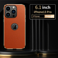 Retro Slim Alloy Metal Bumper Leather Phone Case for iPhone 13 series