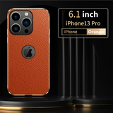 Retro Slim Alloy Metal Bumper Leather Phone Case for iPhone 13 series